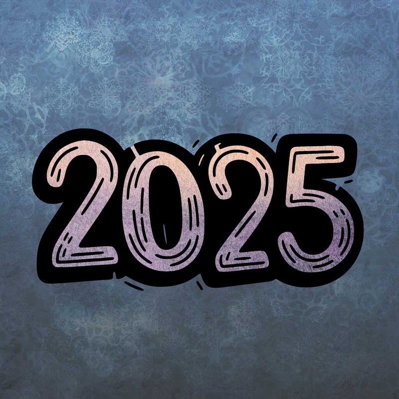 one line scrawled numbers sketch design “2025”