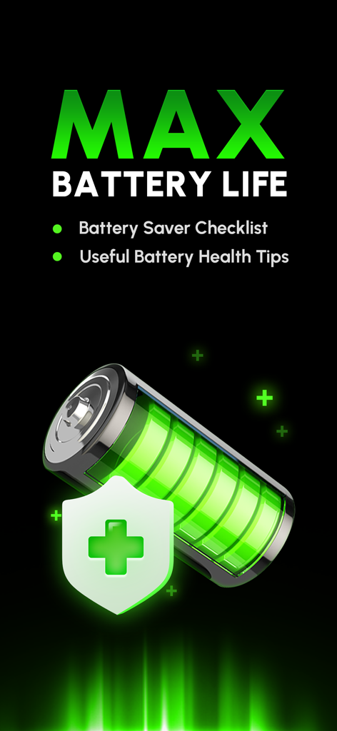 Battery Life Health Doctor Pro - Graphic showing how to maximize battery life with a health checklist and tips