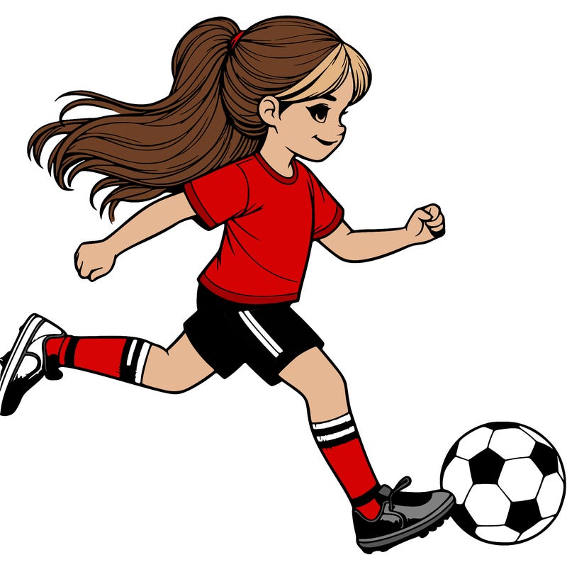 realistic girl playing soccer