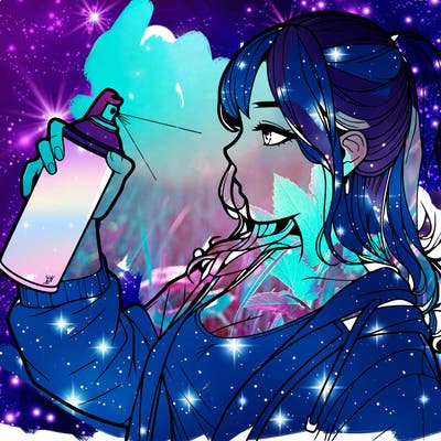 a realistic girl spray, painting