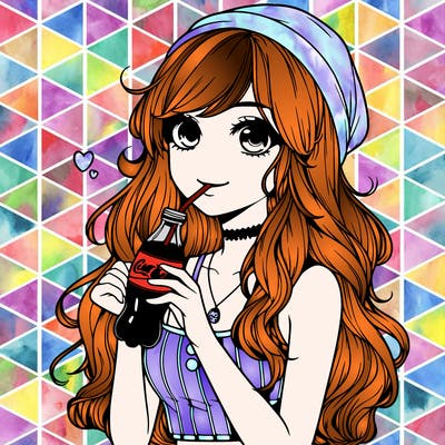 realistic girl drinking coke