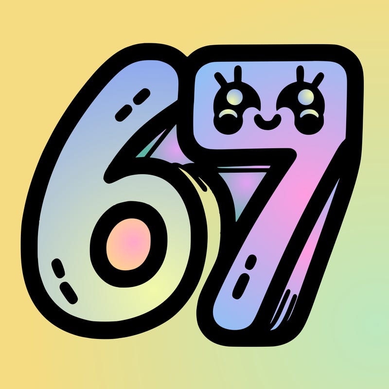 the numbers 67