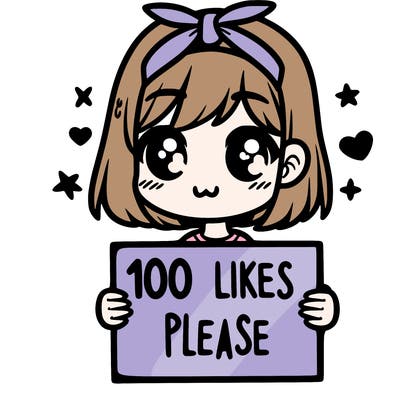 girl holding sign saying 100 likes please