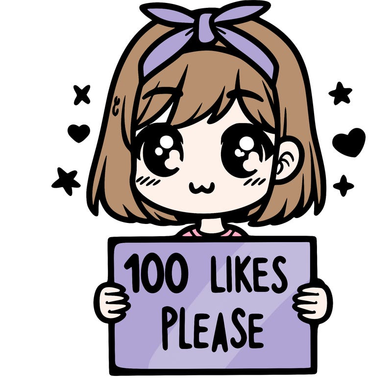 girl holding sign saying 100 likes please