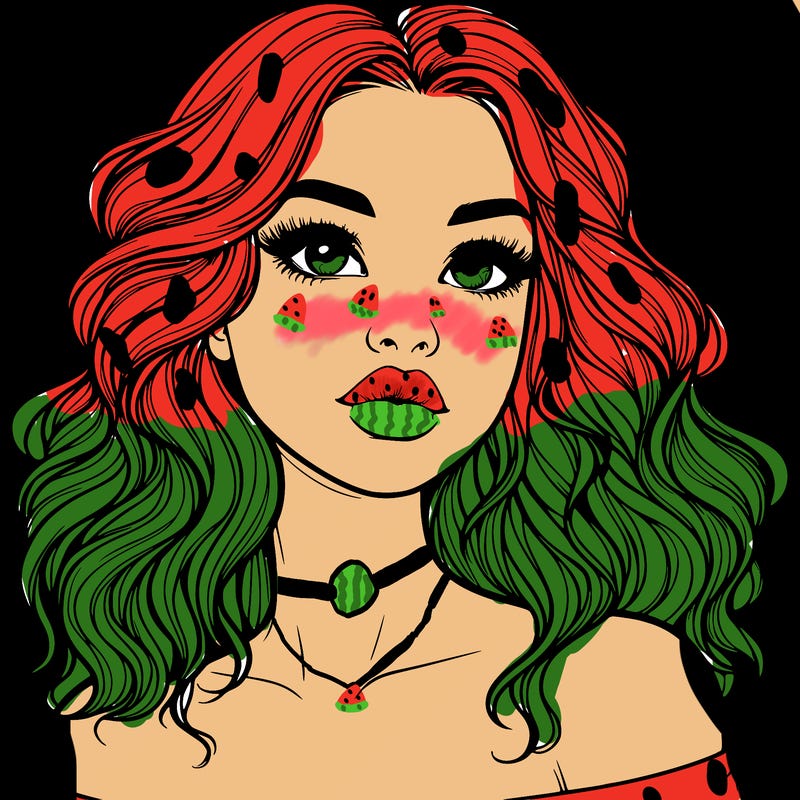 realistic girl with wavy hair and lips