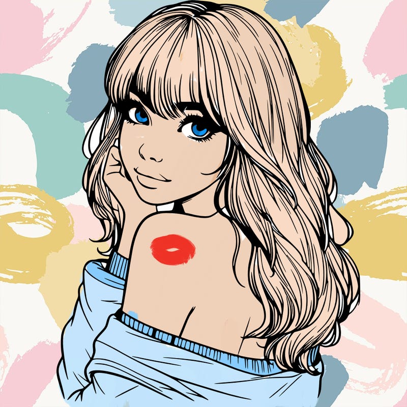 realistic girl with bangs looking over her shoulder