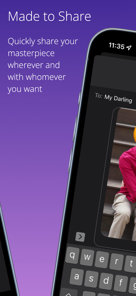 MaskerAid app interface showing a photo with an emoji-masked face being shared in a message