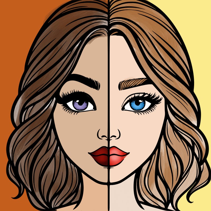 realistic girl split half