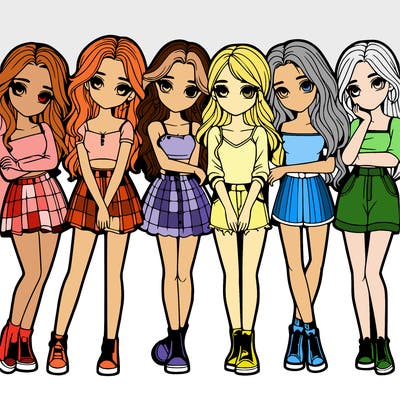 a group of girls realistic