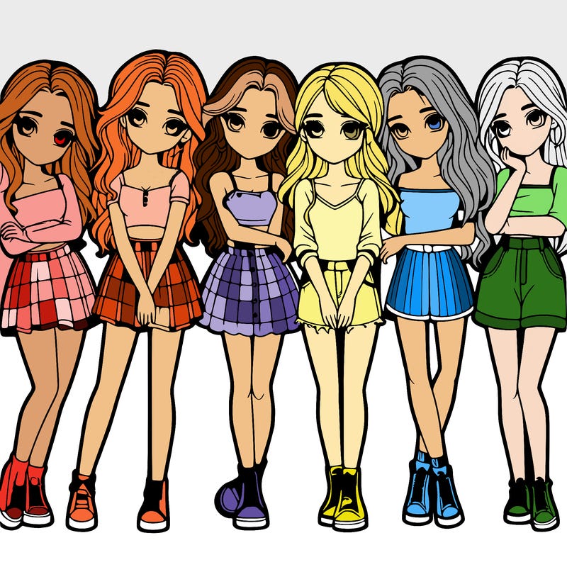 a group of girls realistic