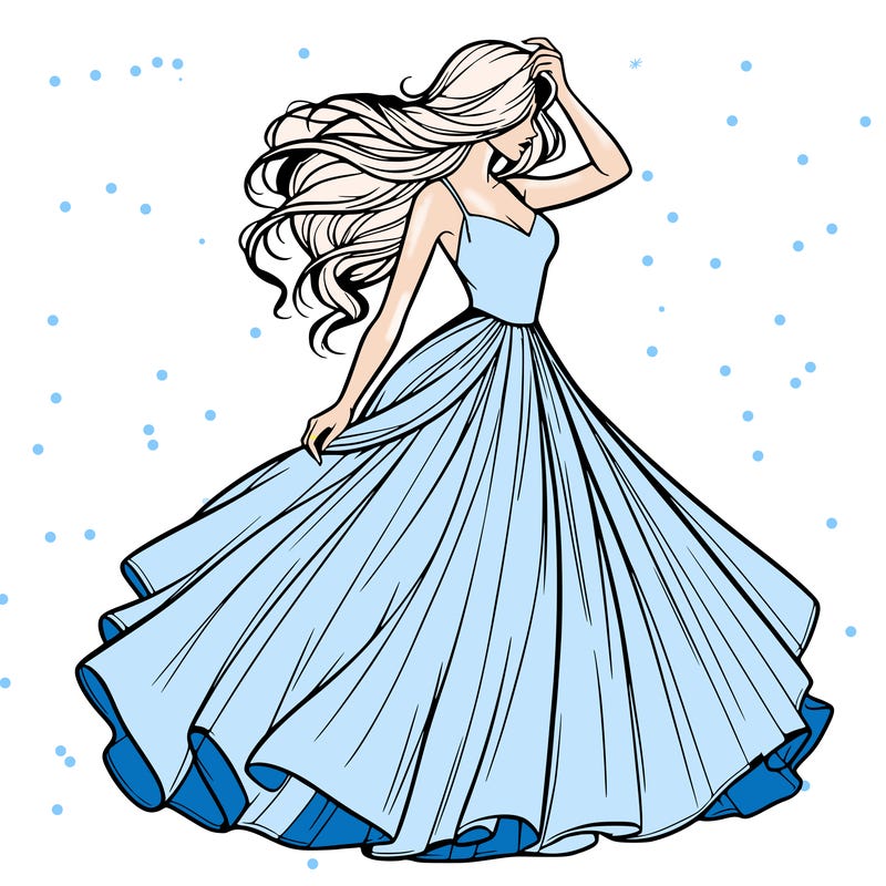 realistic woman with dress flowing in the wind