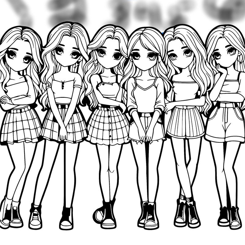 a group of girls realistic