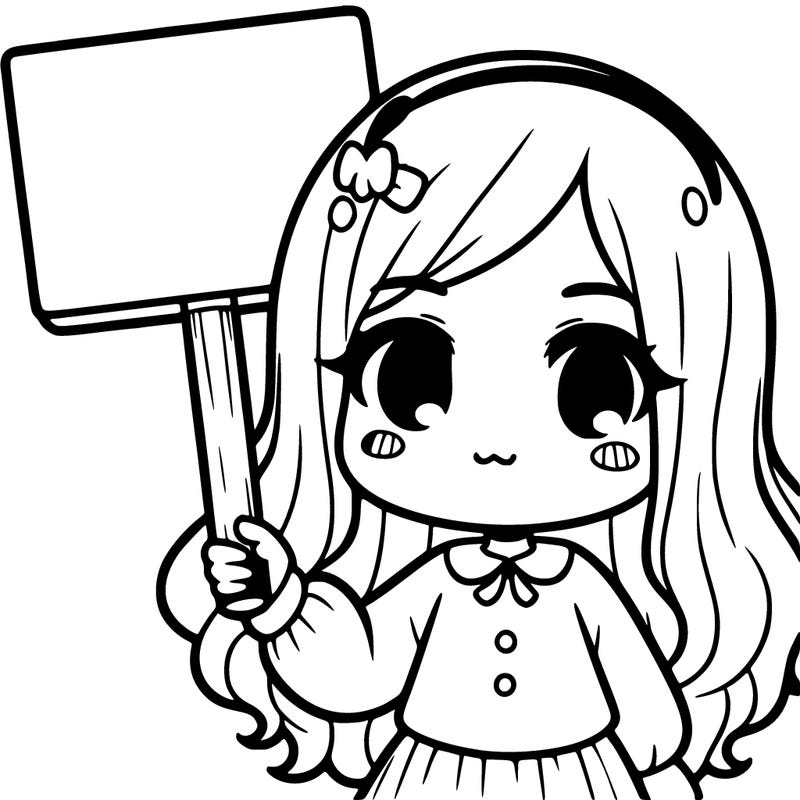 a girl holding a sign