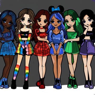 a group of girls realistic