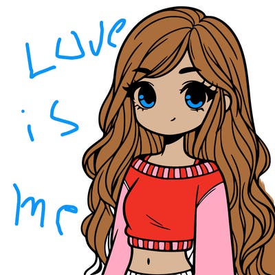 girl with long hair and a crop top with a sweater