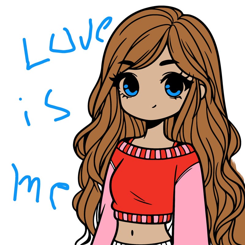 girl with long hair and a crop top with a sweater