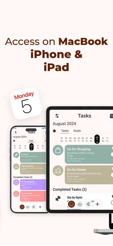 Tick: Daily Routine Planner - Tick routine planner app interface synced across iPhone and MacBook