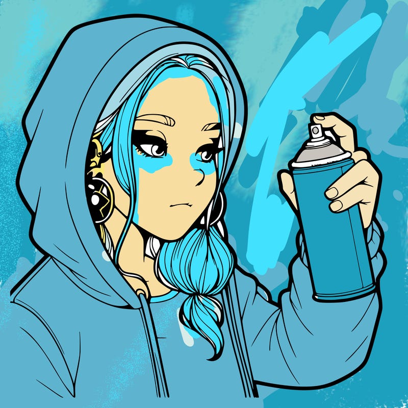 a realistic girl, spray painting