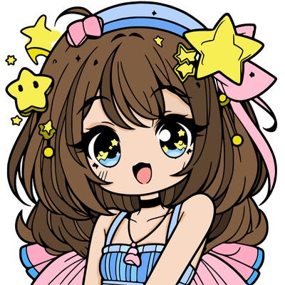 cute anime girl with star accessories