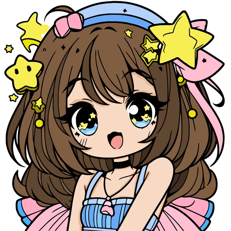 cute anime girl with star accessories