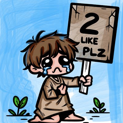 small poor toddler crying with sign that says 2 like plz