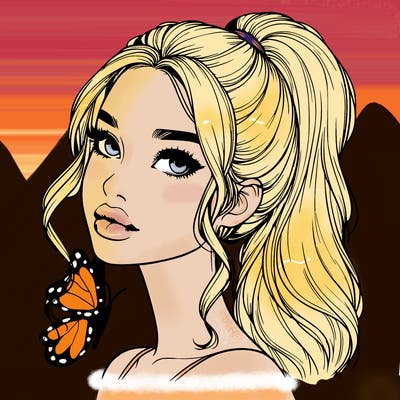 realistic girl with a ponytail on her hair and lips