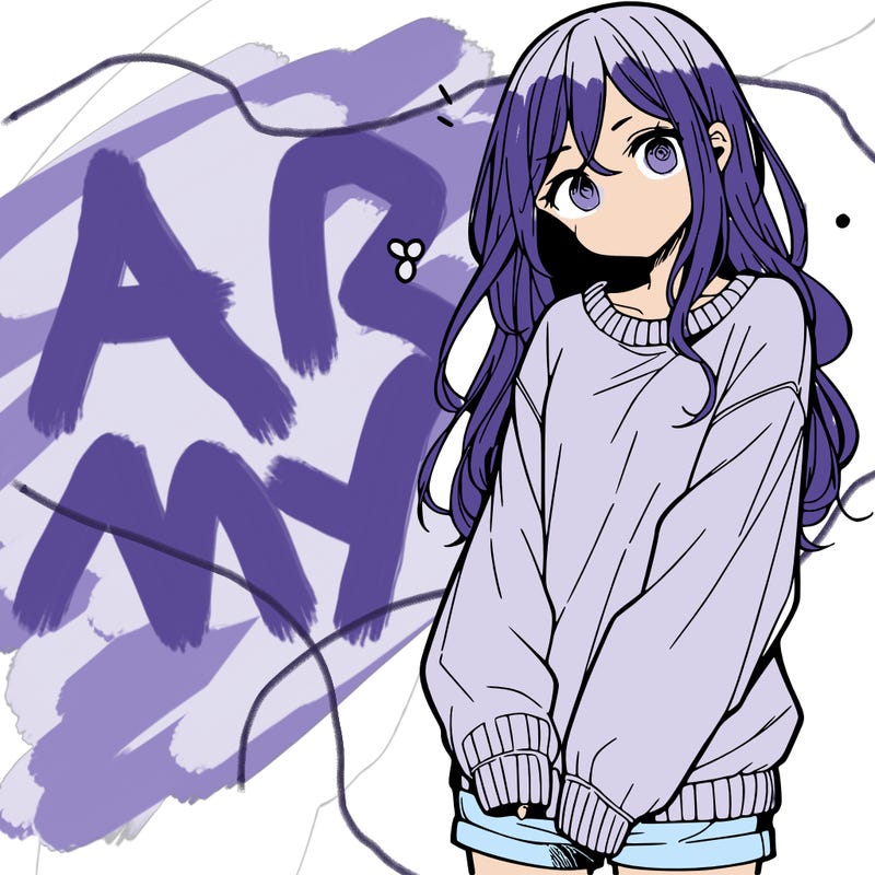 manga teen girl  in a sweater and baggy pants