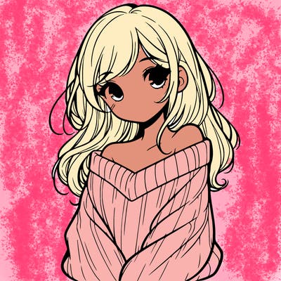 shy pretty girl wearing a sweater that is falling off one shoulder portrait