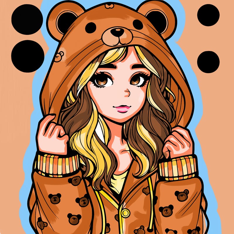 realistic girl in a animal pjs hoodie
