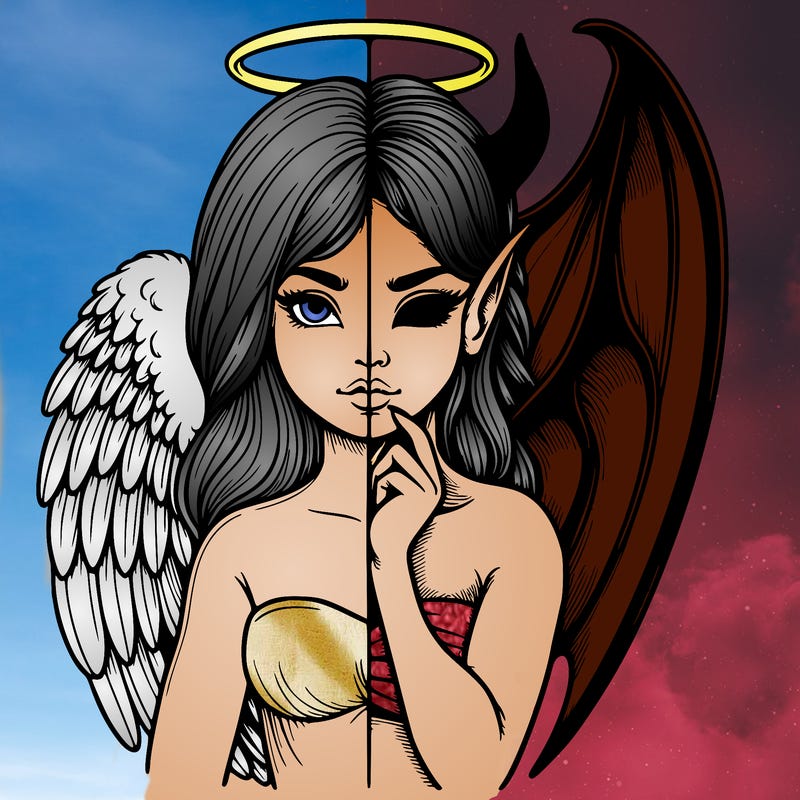 realistic angel half demon