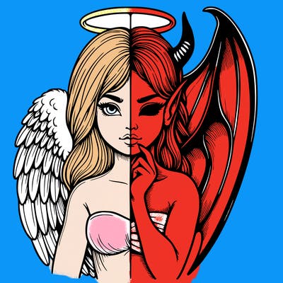 realistic angel half demon