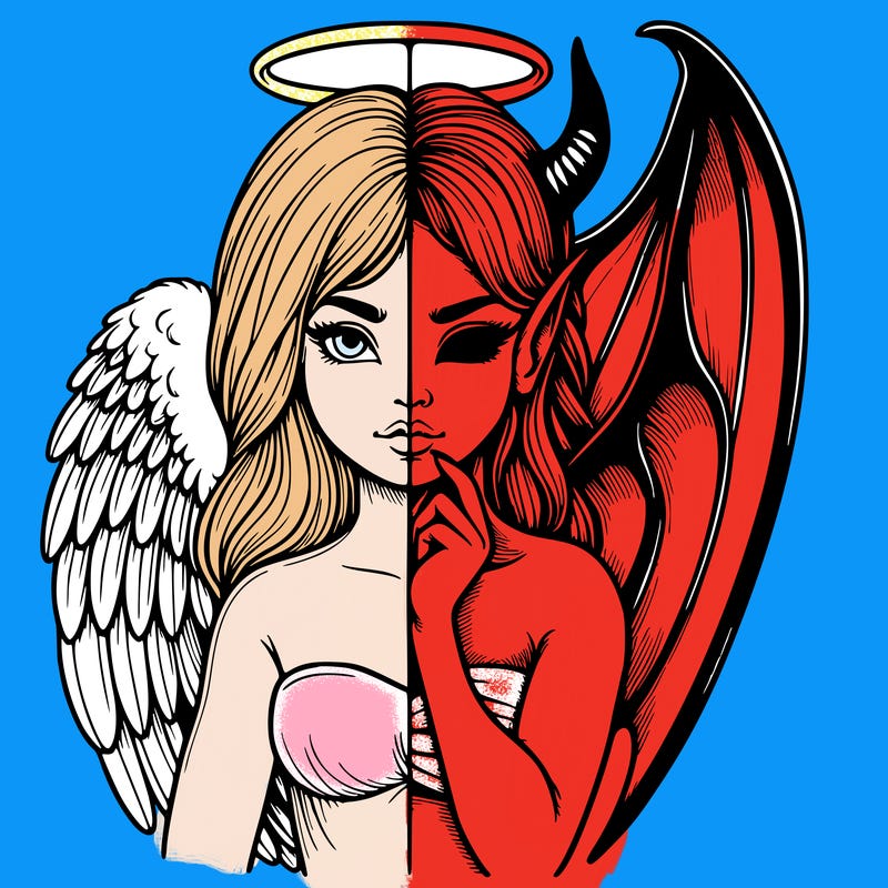 realistic angel half demon