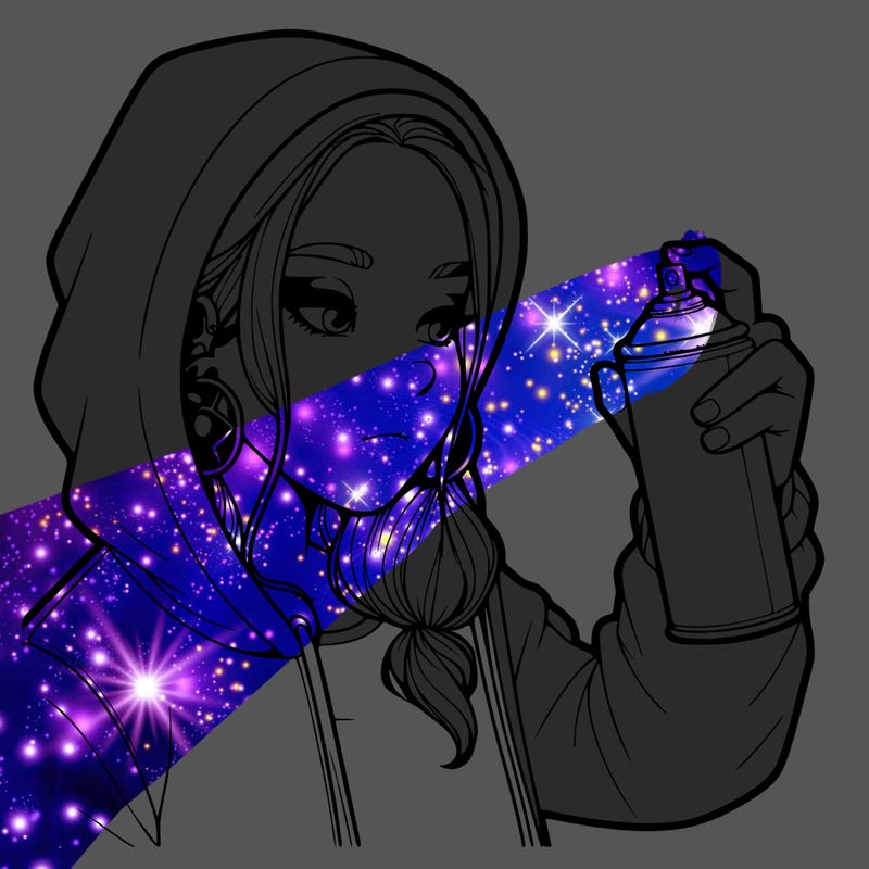 a realistic girl, spray painting