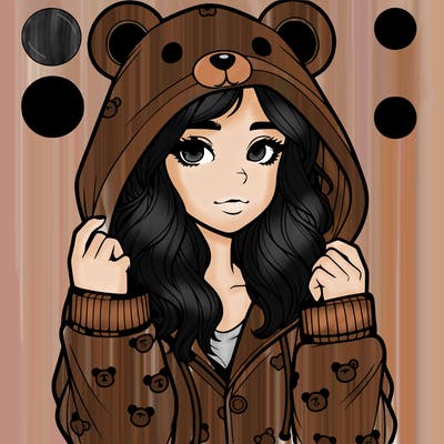 realistic girl in a animal pjs hoodie