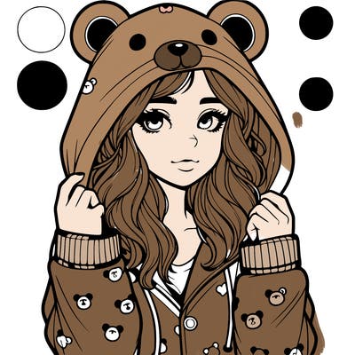 realistic girl in a animal pjs hoodie