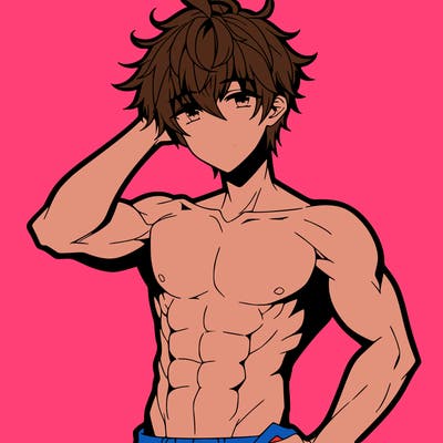 hot anime boy with abs