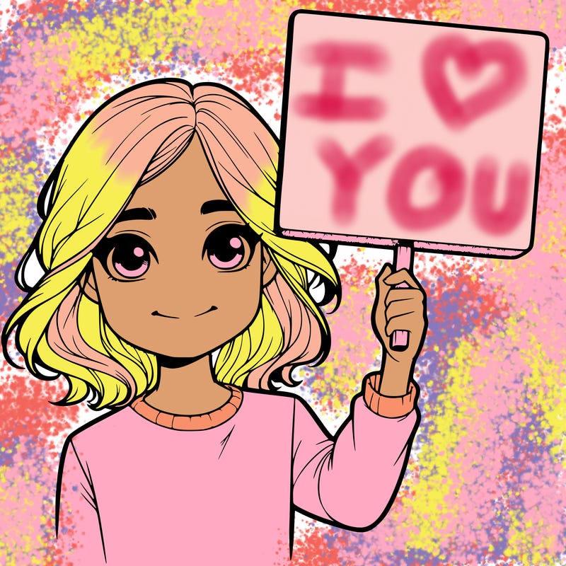 realistic girl holding up a sign