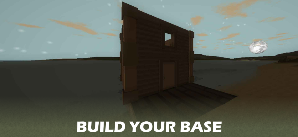 Erythros Lite - A wooden base constructed on a shoreline during the night in the Erythros Lite survival game.