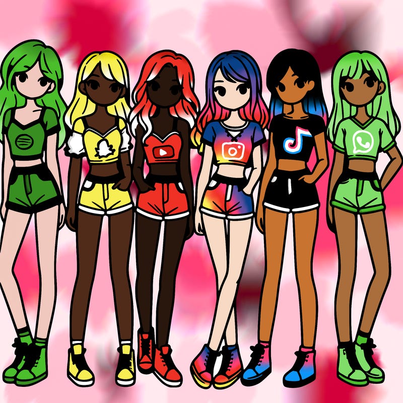 a group of girls wearing crop tops and shorts