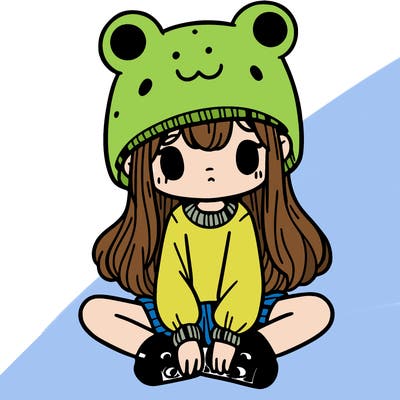a girl wearing a frog hat and some frog socks