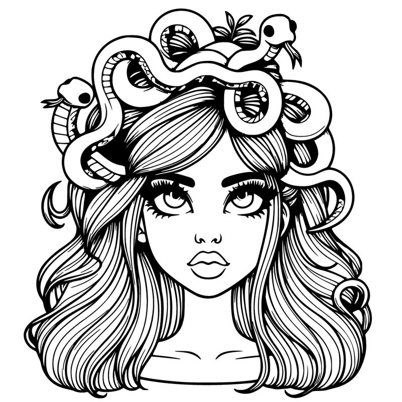 realistic girl with snakes in hair