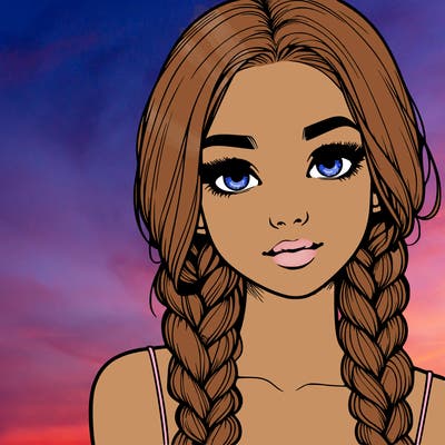 realistic girl with braids