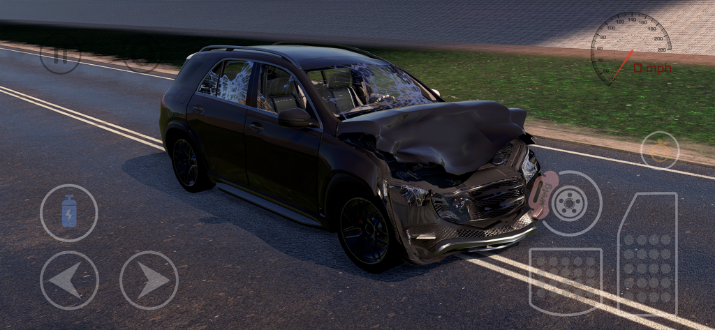 Realistic front end car damage on an SUV in WDAMAGE simulator