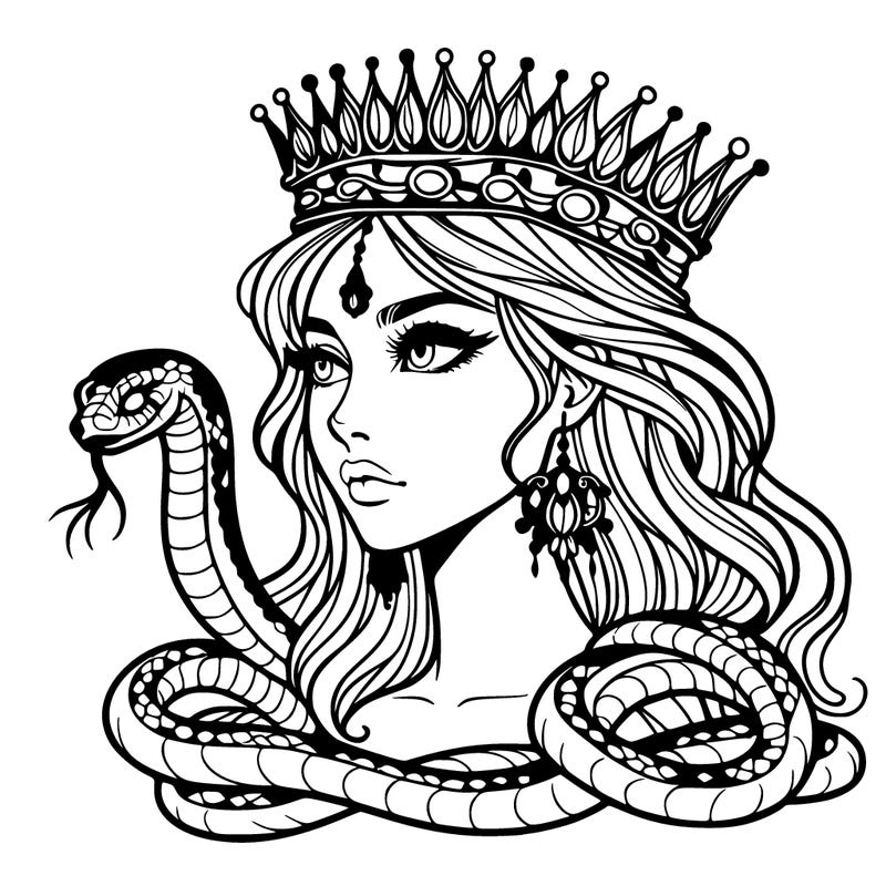 realistic woman snake crown