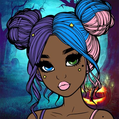 realistic girl with space buns