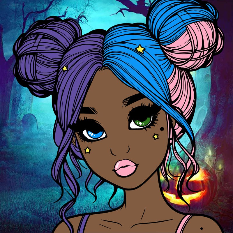 realistic girl with space buns