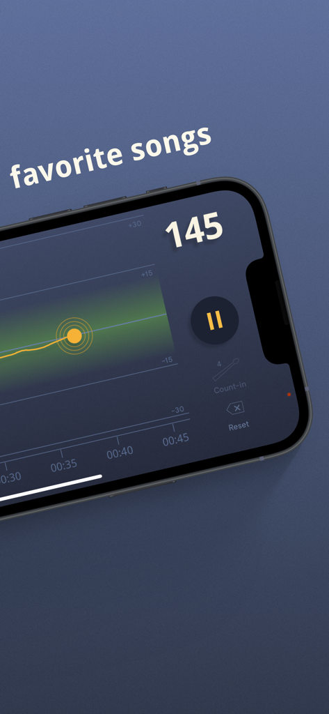 BeatMirror app interface tracking real-time tempo of a song at 145 BPM