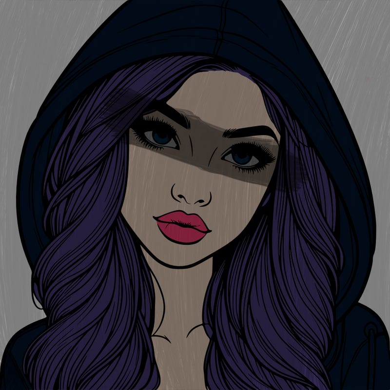 realistic beautiful girl with a hood on