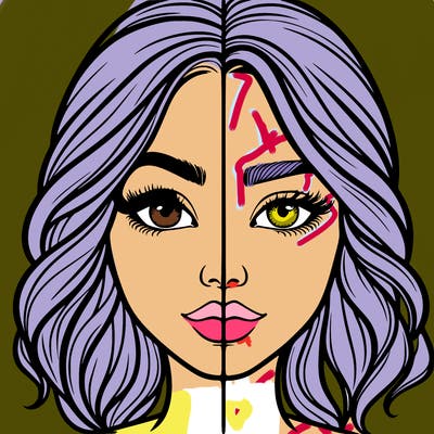 realistic girl split half