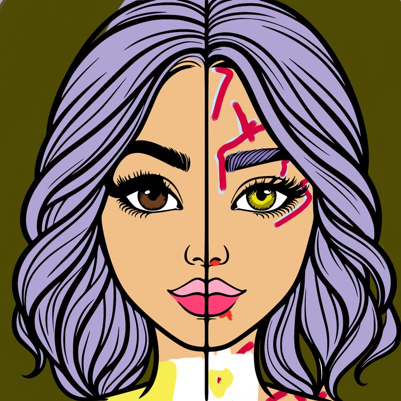 realistic girl split half